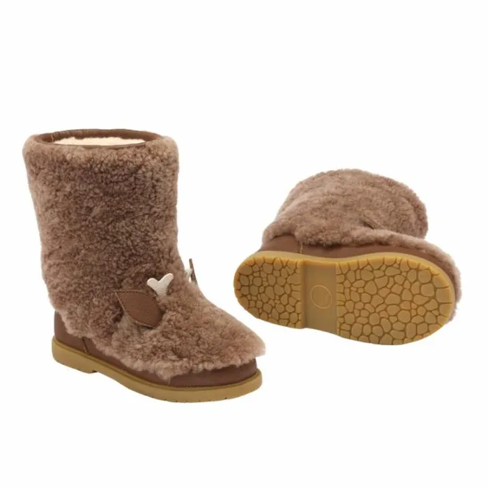 Donsje Amsterdam Animal Styles Boys Irfi Boots Chestnut Curly Sheep Wool