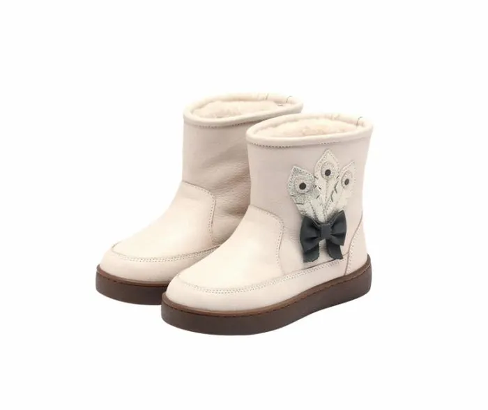 Donsje Amsterdam Ankle Boots Girls Pavo Ivory Leather