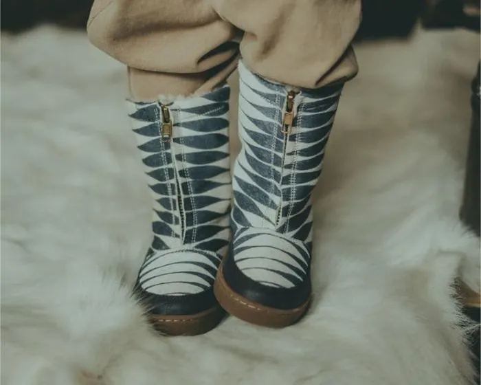 Donsje Amsterdam Boots Boys Ofili Blue Striped Cow Hair