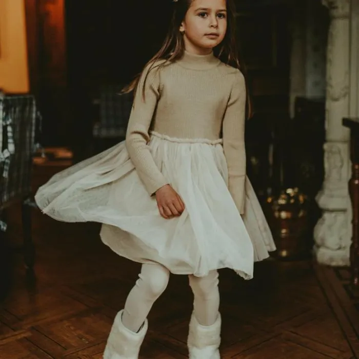 Donsje Amsterdam Dresses and Skirts Baby Lotus Dress Biscuit
