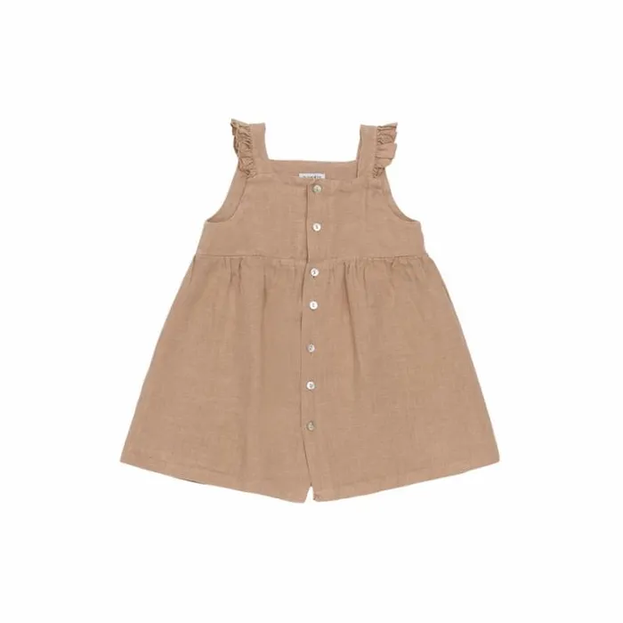 Donsje Amsterdam Dresses and Skirts Girls Floor Linen Dress Rose Mocha