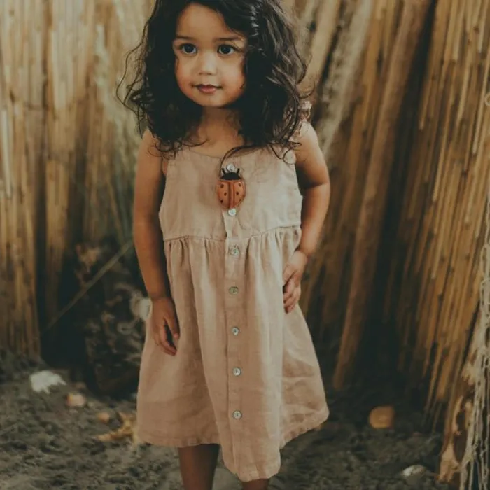 Donsje Amsterdam Dresses and Skirts Girls Floor Linen Dress Rose Mocha