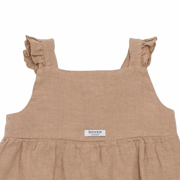 Donsje Amsterdam Dresses and Skirts Girls Floor Linen Dress Rose Mocha