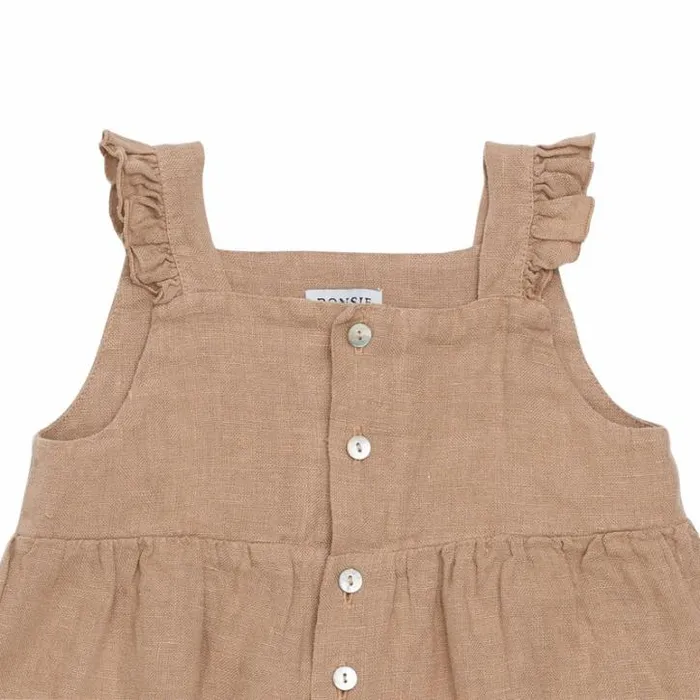 Donsje Amsterdam Dresses and Skirts Girls Floor Linen Dress Rose Mocha