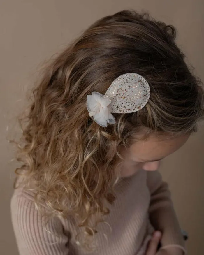Donsje Amsterdam Hair Accessories Girls Alja Clip Cream Metallic Suede