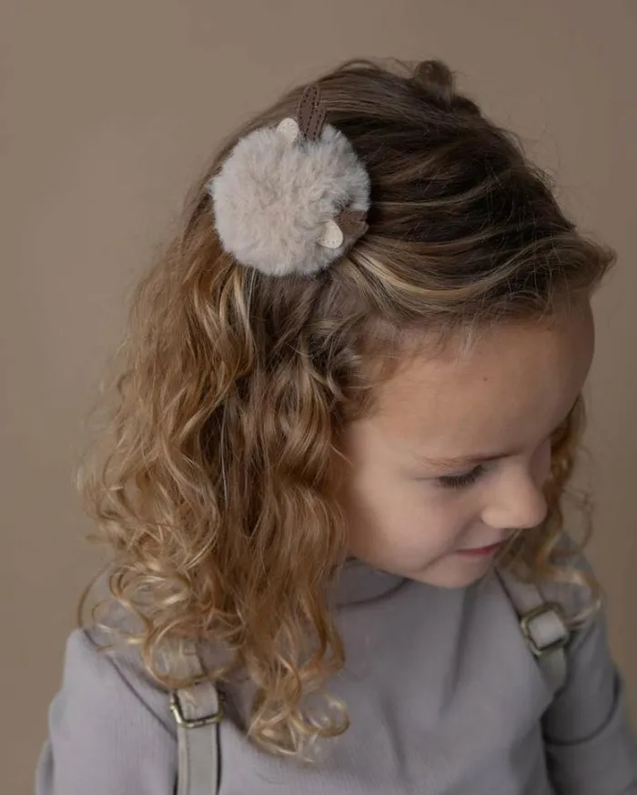 Donsje Amsterdam Hair Accessories Girls Ploto Hairclip Light Beige Soft Faux Fur