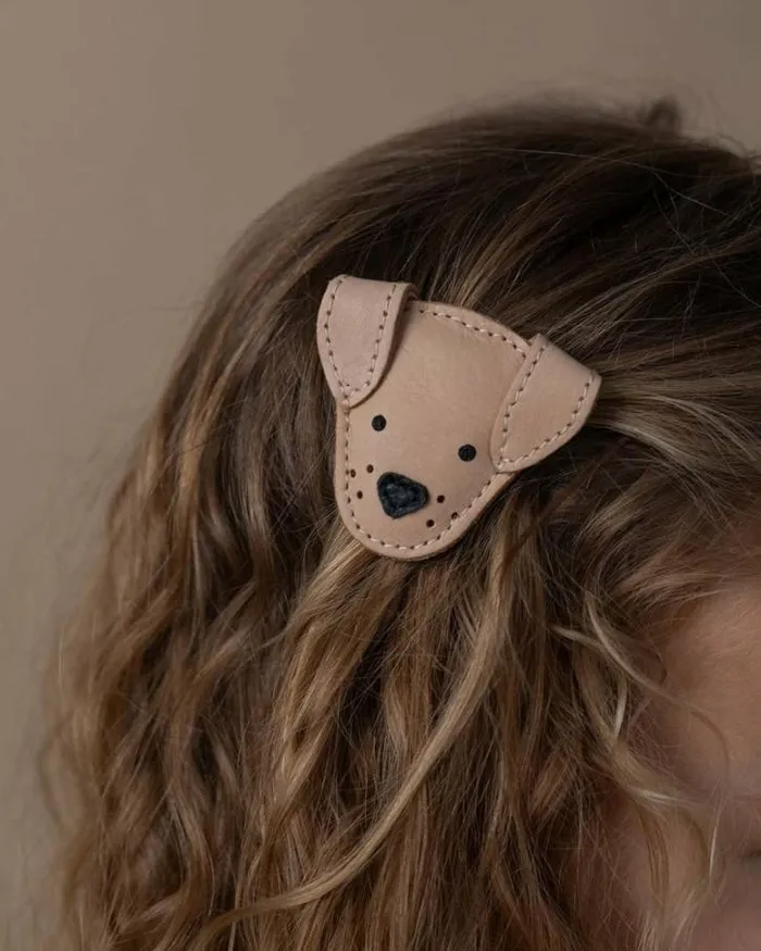 Donsje Amsterdam Hair Accessories Girls Qosy Classic Hairclip Light Rust Leather