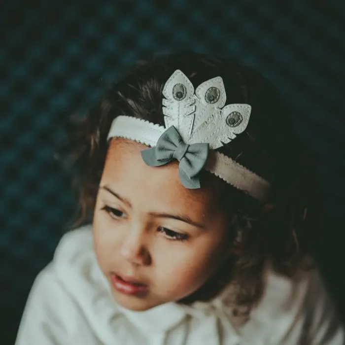 Donsje Amsterdam Hair Accessories Girls Vellie Headband Off White Metallic Leather