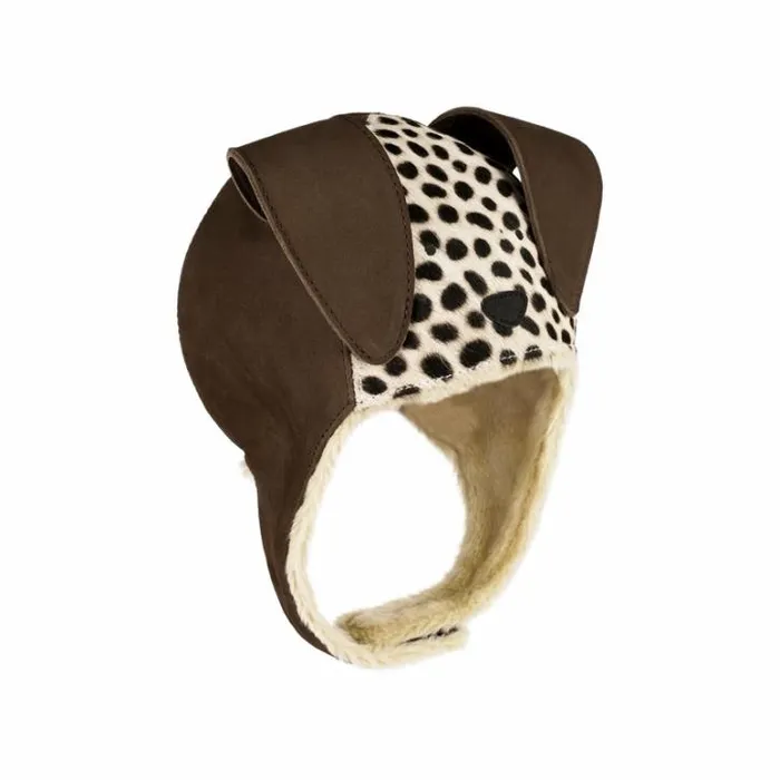 Donsje Amsterdam Hats and Mittens Girls Kapi Exclusive Hat Black Spotted Cow Hair