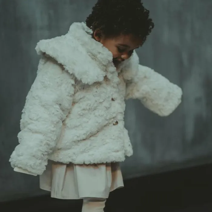 Donsje Amsterdam Jackets and Gilets Girls Marie Jacket Off White Teddy