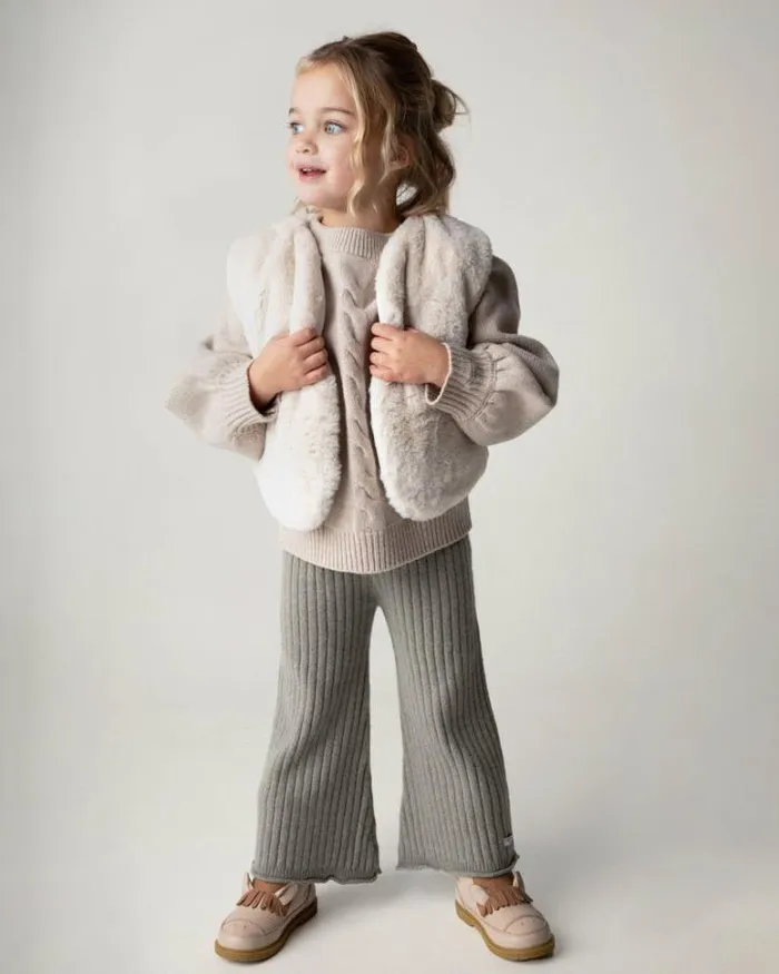Donsje Amsterdam Jackets and Gilets Girls Pimmy Gilet Off White Teddy
