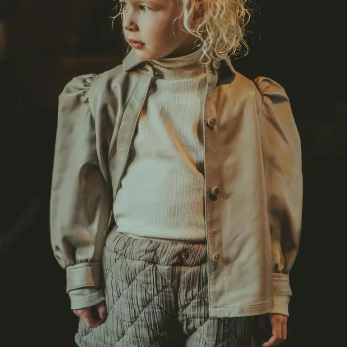 Donsje Amsterdam Shirts and Blouses Girls Boa Leather Blouse Grey Beige Leather