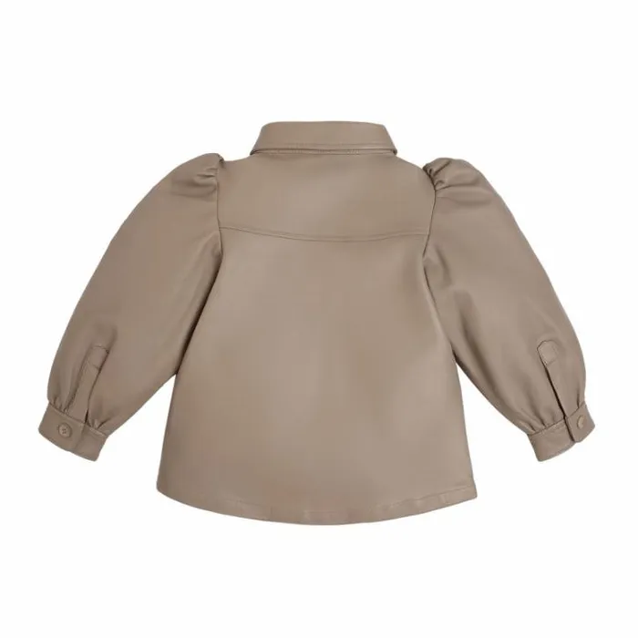 Donsje Amsterdam Shirts and Blouses Girls Boa Leather Blouse Grey Beige Leather
