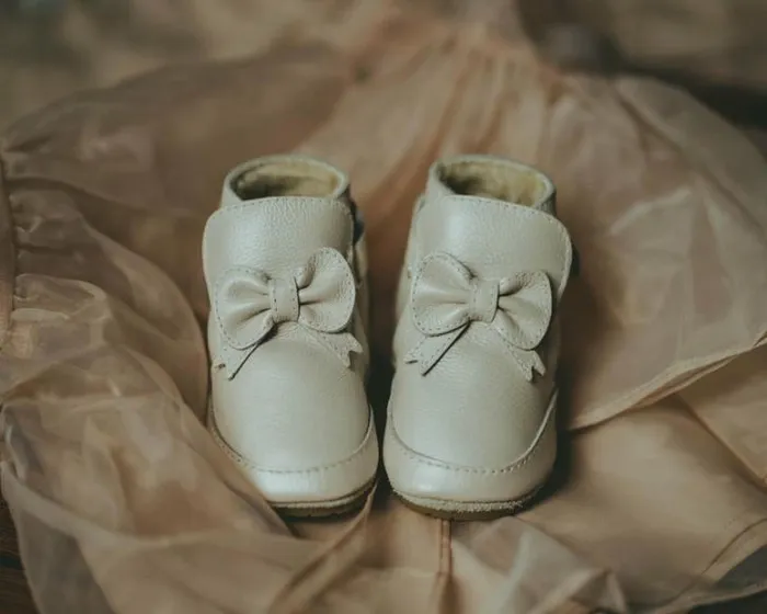 Donsje Amsterdam Shoes Baby Cubow Booties Off White Metallic Leather