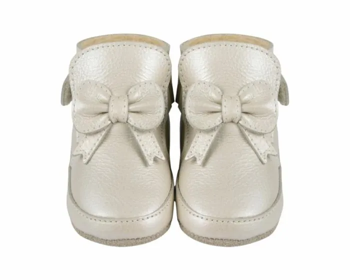 Donsje Amsterdam Shoes Baby Cubow Booties Off White Metallic Leather