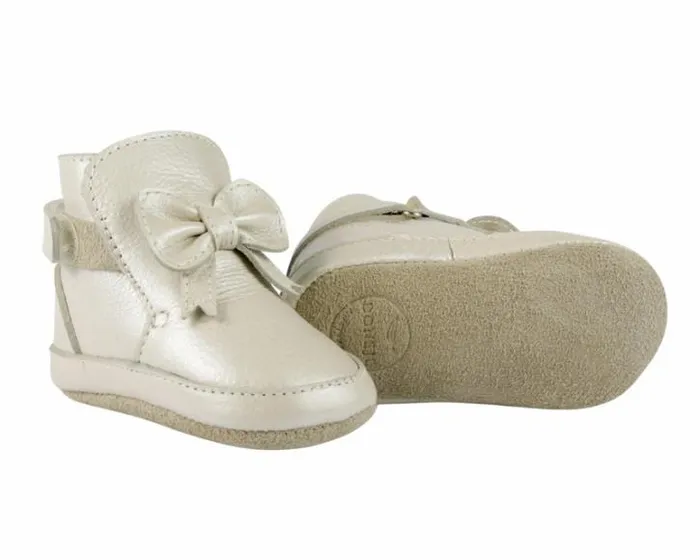Donsje Amsterdam Shoes Baby Cubow Booties Off White Metallic Leather