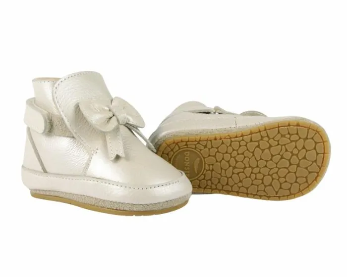 Donsje Amsterdam Shoes Baby Cubow Booties Off White Metallic Leather