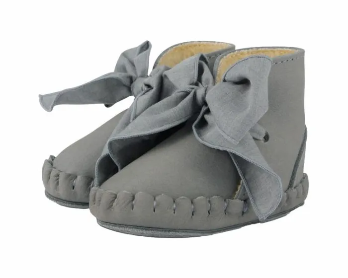 Donsje Amsterdam Shoes Baby Pina Organza Booties Grey Nubuck Grey Cotton