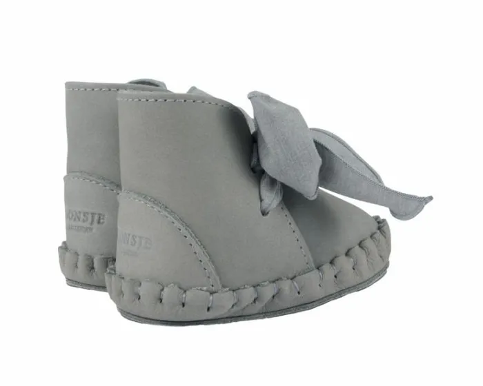 Donsje Amsterdam Shoes Baby Pina Organza Booties Grey Nubuck Grey Cotton