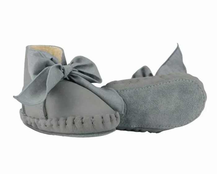 Donsje Amsterdam Shoes Baby Pina Organza Booties Grey Nubuck Grey Cotton
