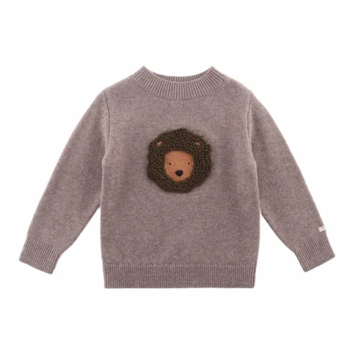 Donsje Amsterdam Sweaters and Cardigans Baby Denn Merino Wool Sweater Dark Taupe Melange