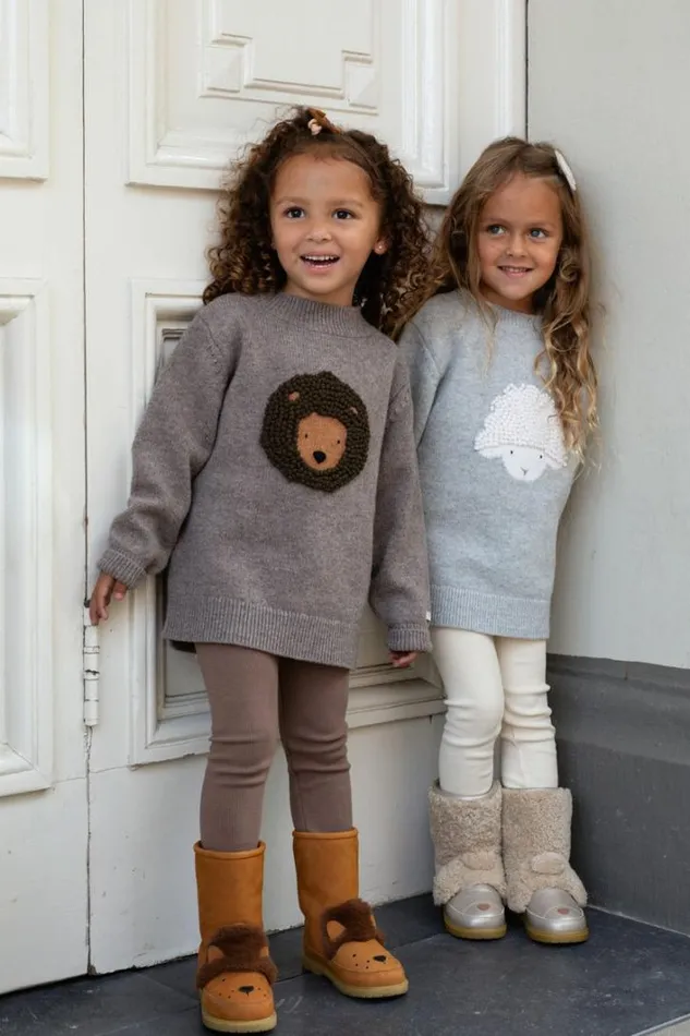 Donsje Amsterdam Sweaters and Cardigans Baby Denn Merino Wool Sweater Dark Taupe Melange