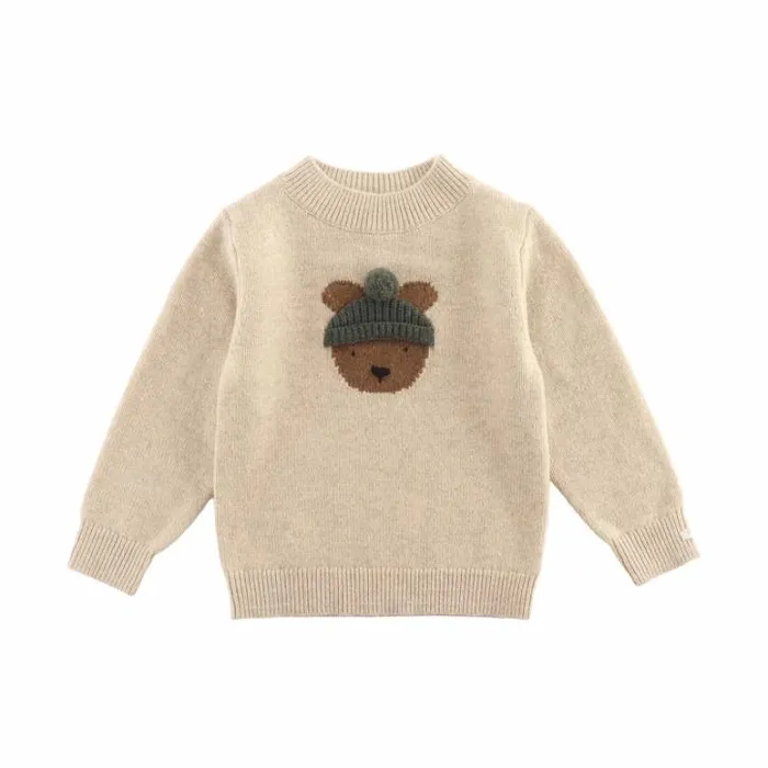Donsje Amsterdam Sweaters and Cardigans Boys Denn Merino Wool Sweater Biscotti Melange