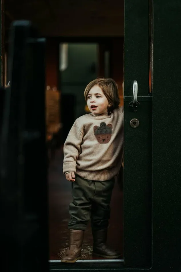 Donsje Amsterdam Sweaters and Cardigans Boys Denn Merino Wool Sweater Biscotti Melange