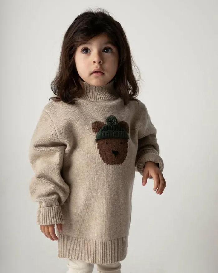 Donsje Amsterdam Sweaters and Cardigans Boys Denn Merino Wool Sweater Biscotti Melange