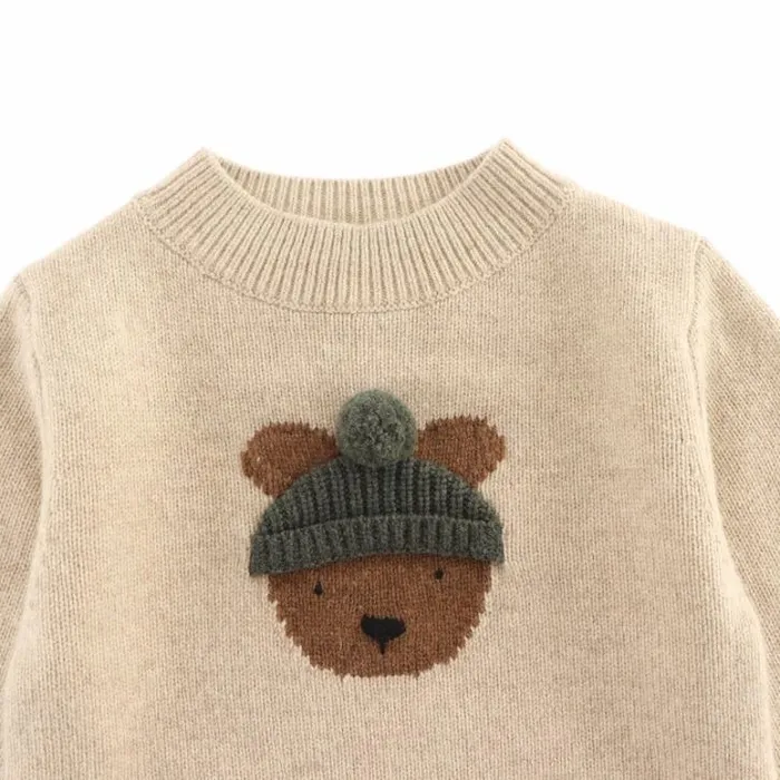 Donsje Amsterdam Sweaters and Cardigans Boys Denn Merino Wool Sweater Biscotti Melange