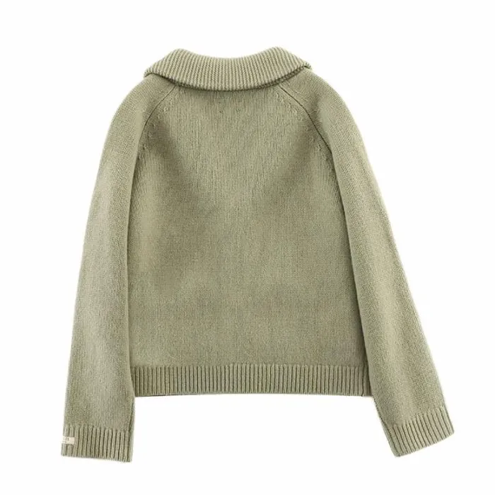 Donsje Amsterdam Sweaters and Cardigans Boys Kicher Merino Wool Cardigan Desert Green