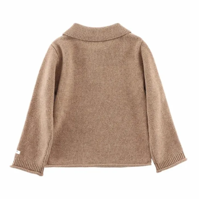 Donsje Amsterdam Sweaters and Cardigans Boys Ojan Merino Wool Sweater Milk Chocolate Melange