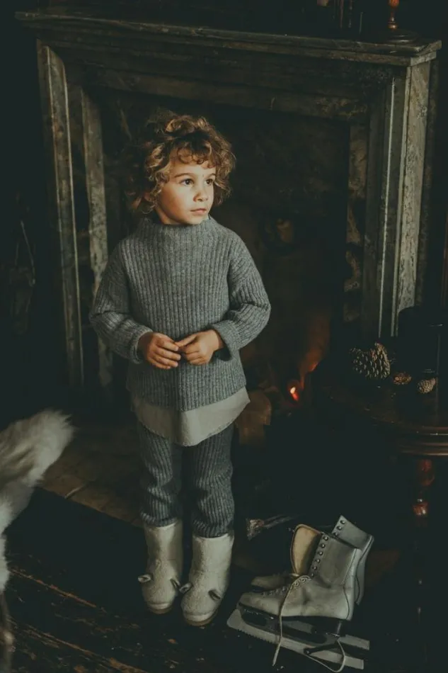 Donsje Amsterdam Sweaters and Cardigans Girls Dai Merino Wool Sweater Grey Melange
