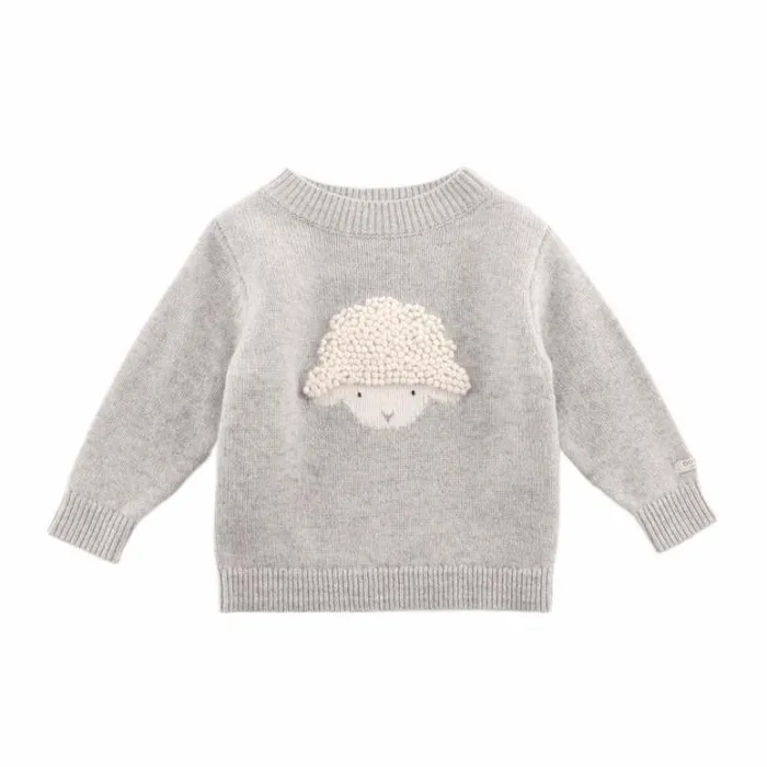 Donsje Amsterdam Sweaters and Cardigans Girls Denn Merino Wool Sweater Soft Grey Melange