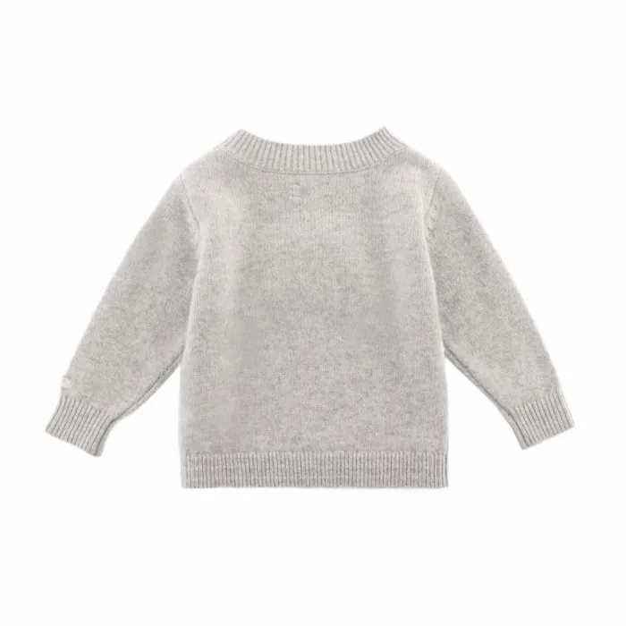 Donsje Amsterdam Sweaters and Cardigans Girls Denn Merino Wool Sweater Soft Grey Melange
