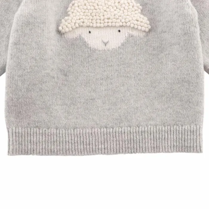 Donsje Amsterdam Sweaters and Cardigans Girls Denn Merino Wool Sweater Soft Grey Melange