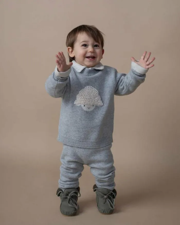 Donsje Amsterdam Trousers and Leggings Baby Trig Merino Wool Trousers Soft Grey Melange