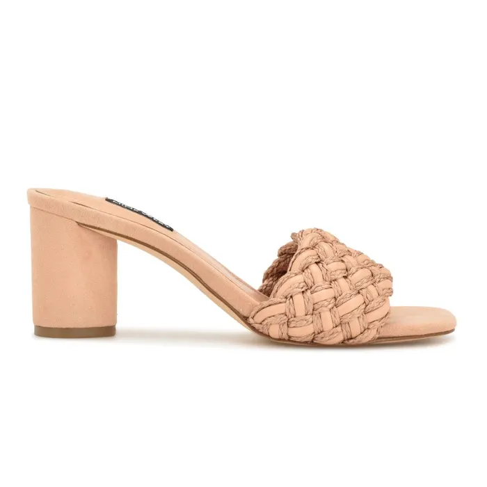 Driah Heeled Slide Sandals Dark Blush Women Nine West Heeled