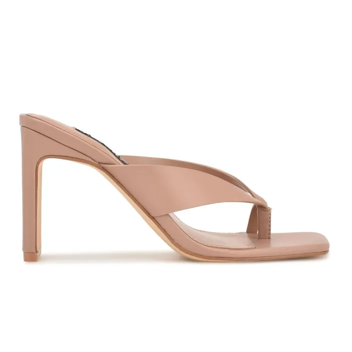 Durlife Heeled Thong Sandals Dark Blush Women Nine West Sandals