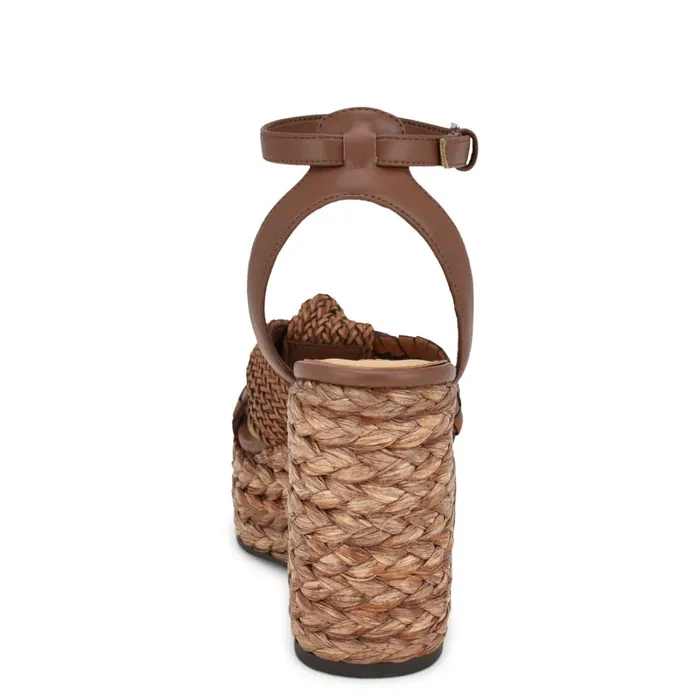 Eaden Woven Wedge Sandals Brown Women Nine West Wedges Eaden Woven Wedge Sandals Brown Women Nine West Wedges
