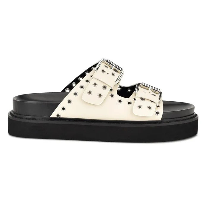 Eleny Buckle Slide Sandals Chic Cream Women Nine West Casual