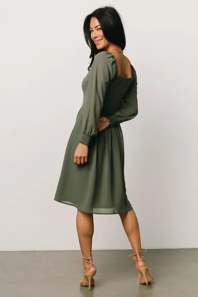 Elise Short Dress Dark Sage Women Baltic Born Short Dresses