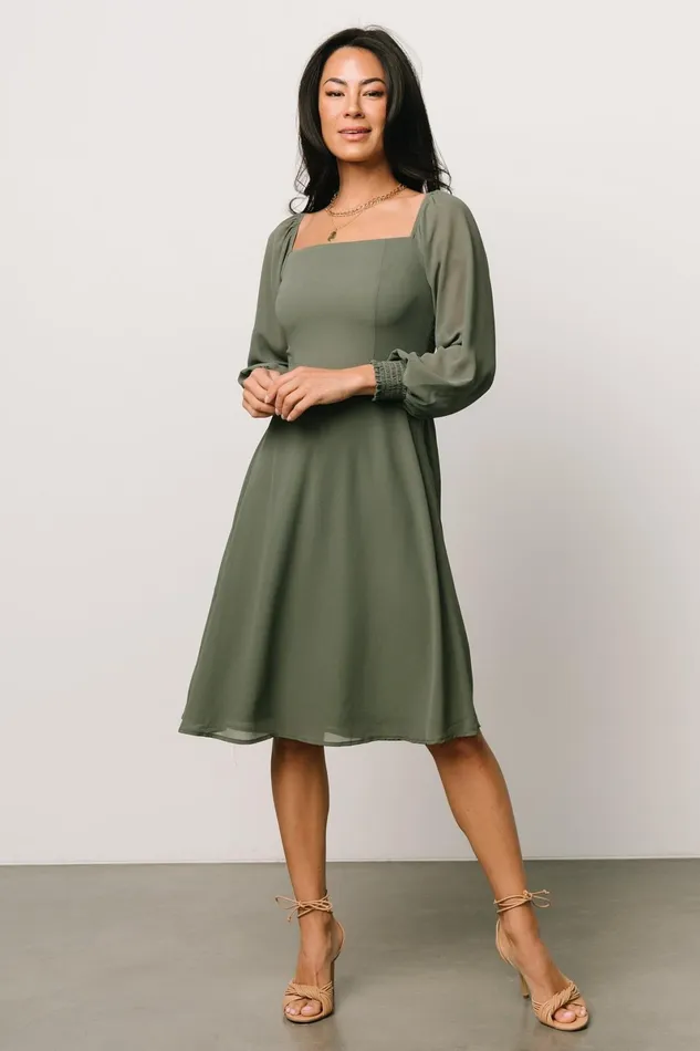 Elise Short Dress Dark Sage Women Baltic Born Short Dresses