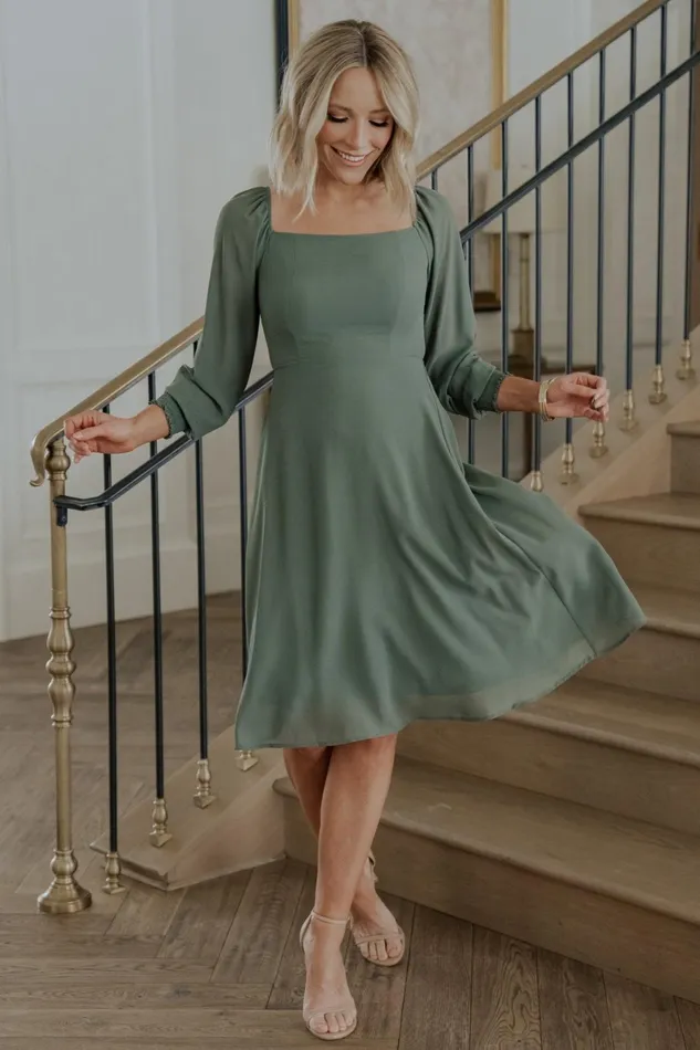 Elise Short Dress Dark Sage Women Baltic Born Short Dresses