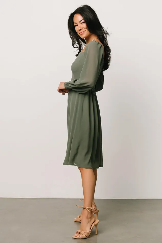 Elise Short Dress Dark Sage Women Baltic Born Short Dresses