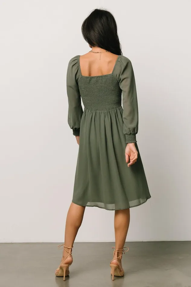 Elise Short Dress Dark Sage Women Baltic Born Short Dresses
