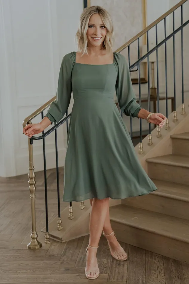 Elise Short Dress Dark Sage Women Baltic Born Short Dresses