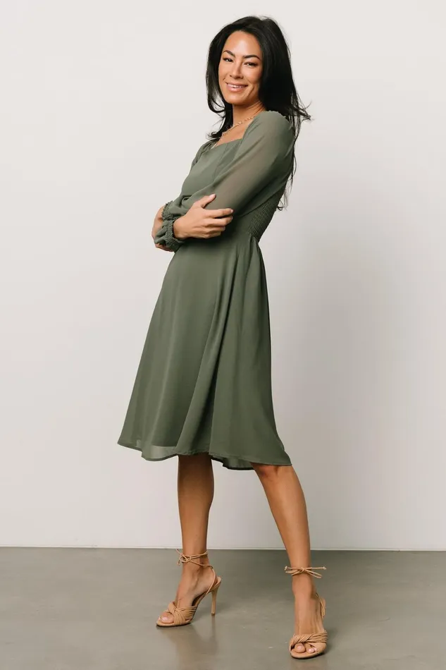 Elise Short Dress Dark Sage Women Baltic Born Short Dresses