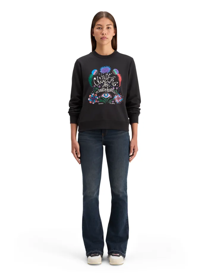EMBROIDERED REGULAR FIT SWEATSHIRT Evening Black Women Scotch and Soda Sweatshirts and Hoodies EMBROIDERED REGULAR FIT SWEATSHIRT Evening Black Women Scotch and Soda Sweatshirts and Hoodies