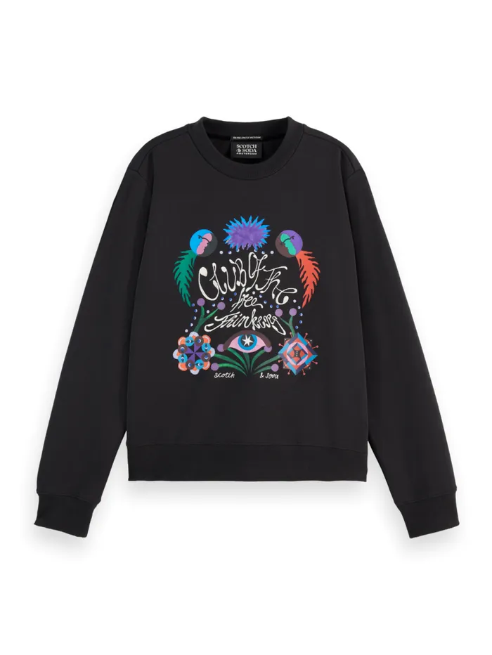 EMBROIDERED REGULAR FIT SWEATSHIRT Evening Black Women Scotch and Soda Sweatshirts and Hoodies EMBROIDERED REGULAR FIT SWEATSHIRT Evening Black Women Scotch and Soda Sweatshirts and Hoodies